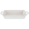 Small Deep Cast Iron Roasting Pan with Enamel Finish, White